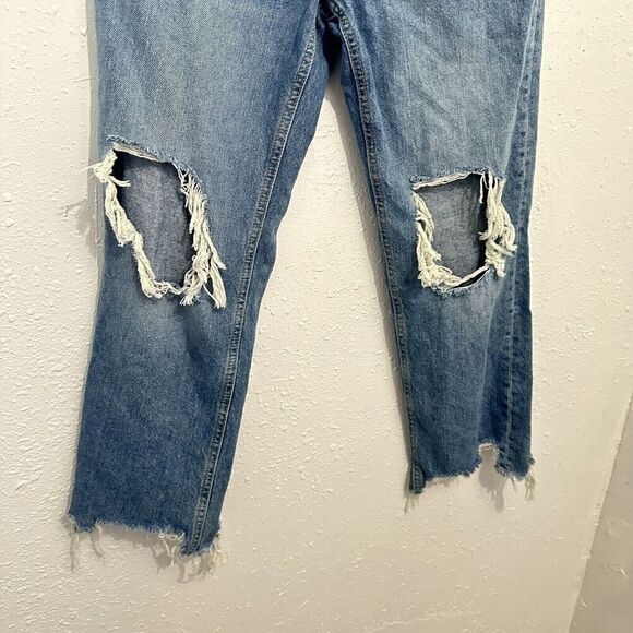 We The Free People Womens Maggie Mid Rise Straight Relaxed Jeans 27 Distressed - Picture 3 of 12